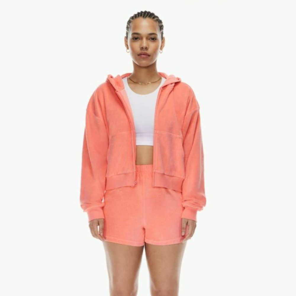 TNA Towel Terry Boyfriend Boxy Zip Hoodie & Perfect Hi-rise Sweatshort